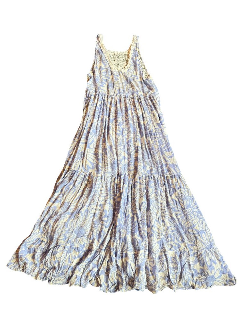 Intimately Free People Purple Cream Floral Tiered Maxi Dress Swing X-Small